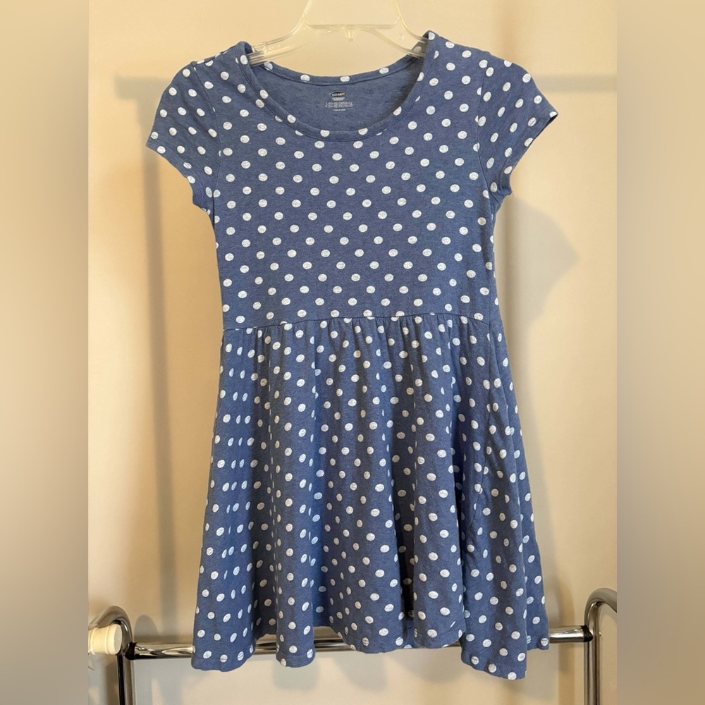 Old Navy Blue Polka Dot Short Sleeve Knit Dress